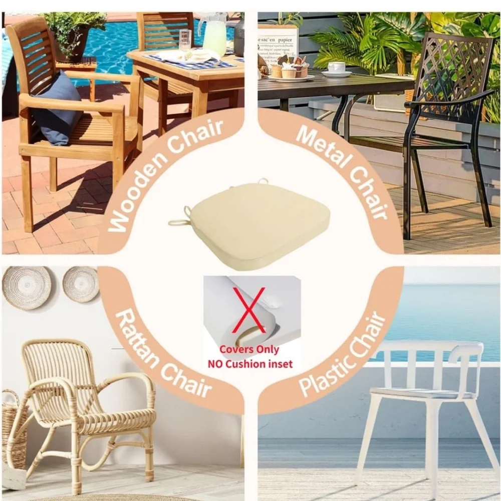 New Outdoor Removable Replaceable Cushion Covers 17x16x2 Set of 4